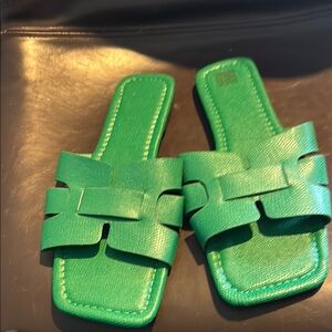 Green Slide Sandals/Shein/New